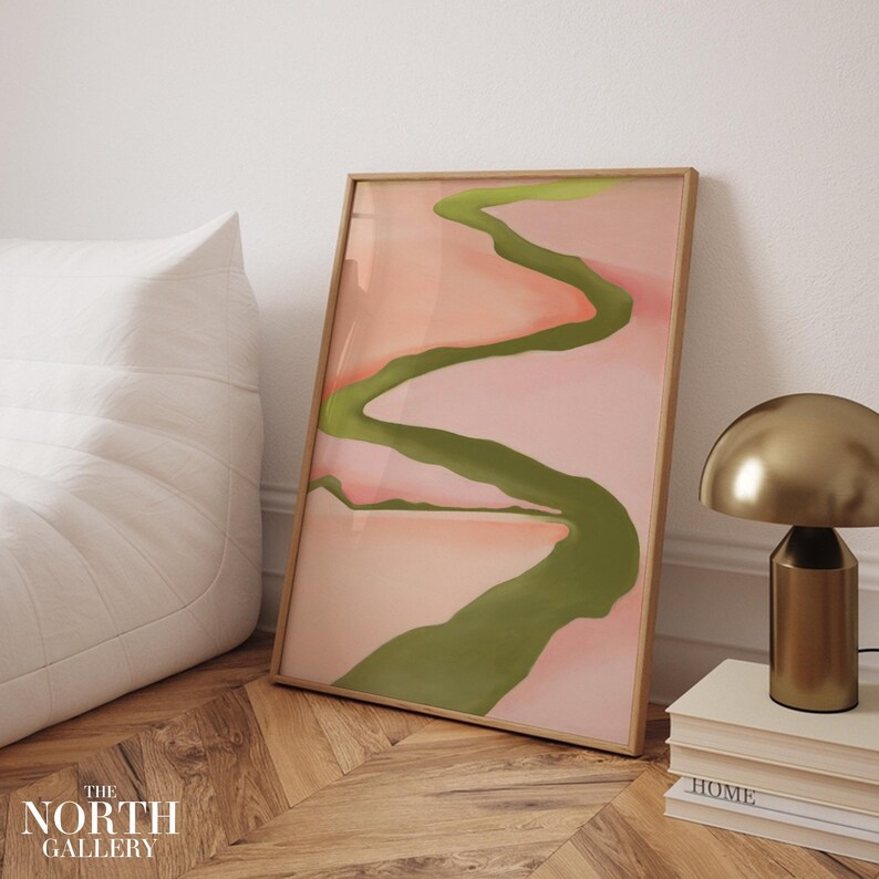 Georgia O'Keeffe Druck, Rosa & Grün Landschaftsplakat, moderne Kunst, Galerie Wandkunst, Housewarming Gif Bild 5