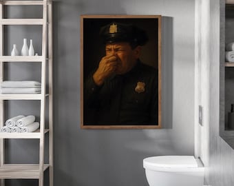 Funny Police Officer Print – Renaissance Bathroom Humor Art