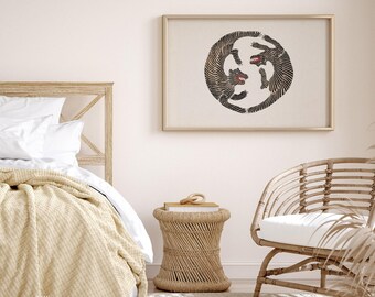 Japanese Tiger Art Print, Vintage Style Poster