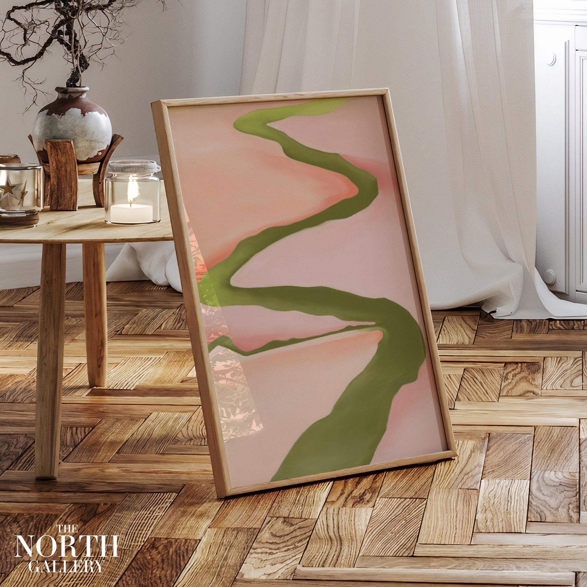 Georgia O'keeffe Print, Pink & Green Landscape Poster, Modern Art