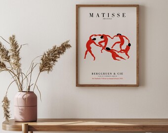 Impression de danseurs Henri Matisse, art abstrait rouge, décoration moderne du milieu du siècle