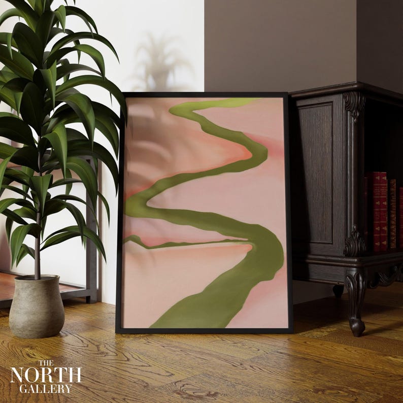 Georgia O'Keeffe Druck, Rosa & Grün Landschaftsplakat, moderne Kunst, Galerie Wandkunst, Housewarming Gif Bild 7
