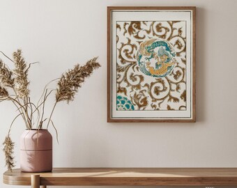 Shin Bijutsukai Japanese Floral Art Print, Botanical Motif