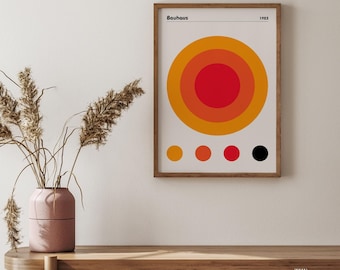Geometryczne koła Bauhaus, wydruk artystyczny, nowoczesna dekoracja ścienna