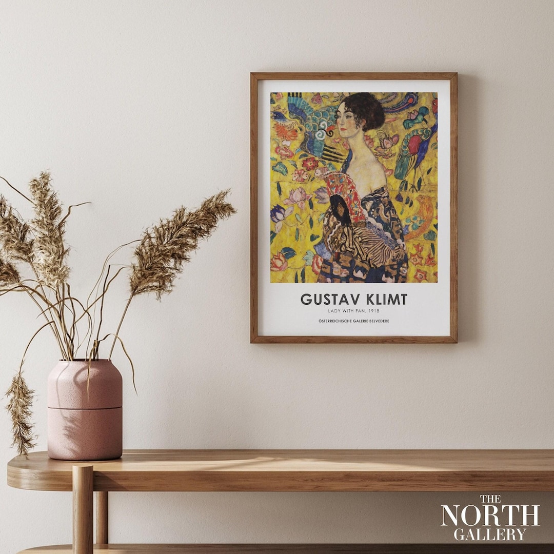 Gustav Klimt Lady With A Fan Print, Exhibition Poster - Etsy