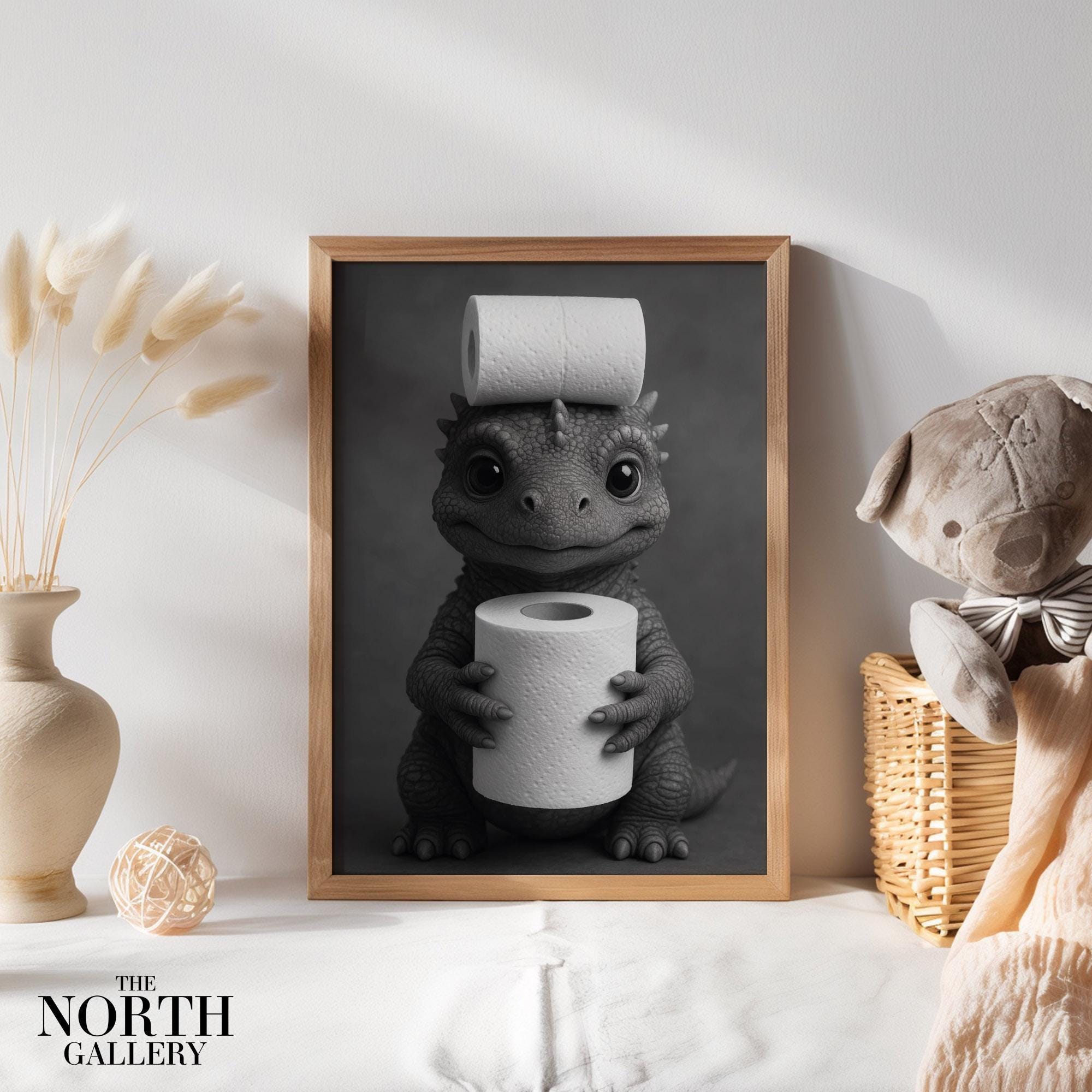 Funny Dragon Bathroom Poster | Whimsical Toilet Humor Print - Etsy