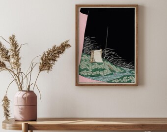 Japanese Robe Art Print, Shin Bijutsukai Illustration, Parasol, Home Decor