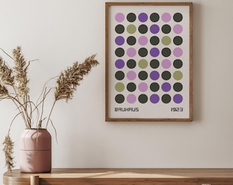 Bauhaus Circle Art Print, geometryczny plakat w stylu mid-century modern