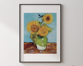 Van Gogh Sunflowers Print, Impressionist Floral Wall Art