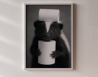 Funny Skunk Bathroom Poster | Toilet Paper Animal Print