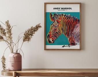 Andy Warhol Exhibition Pop Art Print, Grevy’s Zebra, Animal Prints, Mid Century Modern