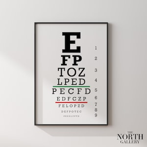 Stampa per esame della vista, tabella per esame della vista, tabella per esame della vista di Snellen, arte murale ispiratrice, tabella per esame della vista per oculista, test della vista