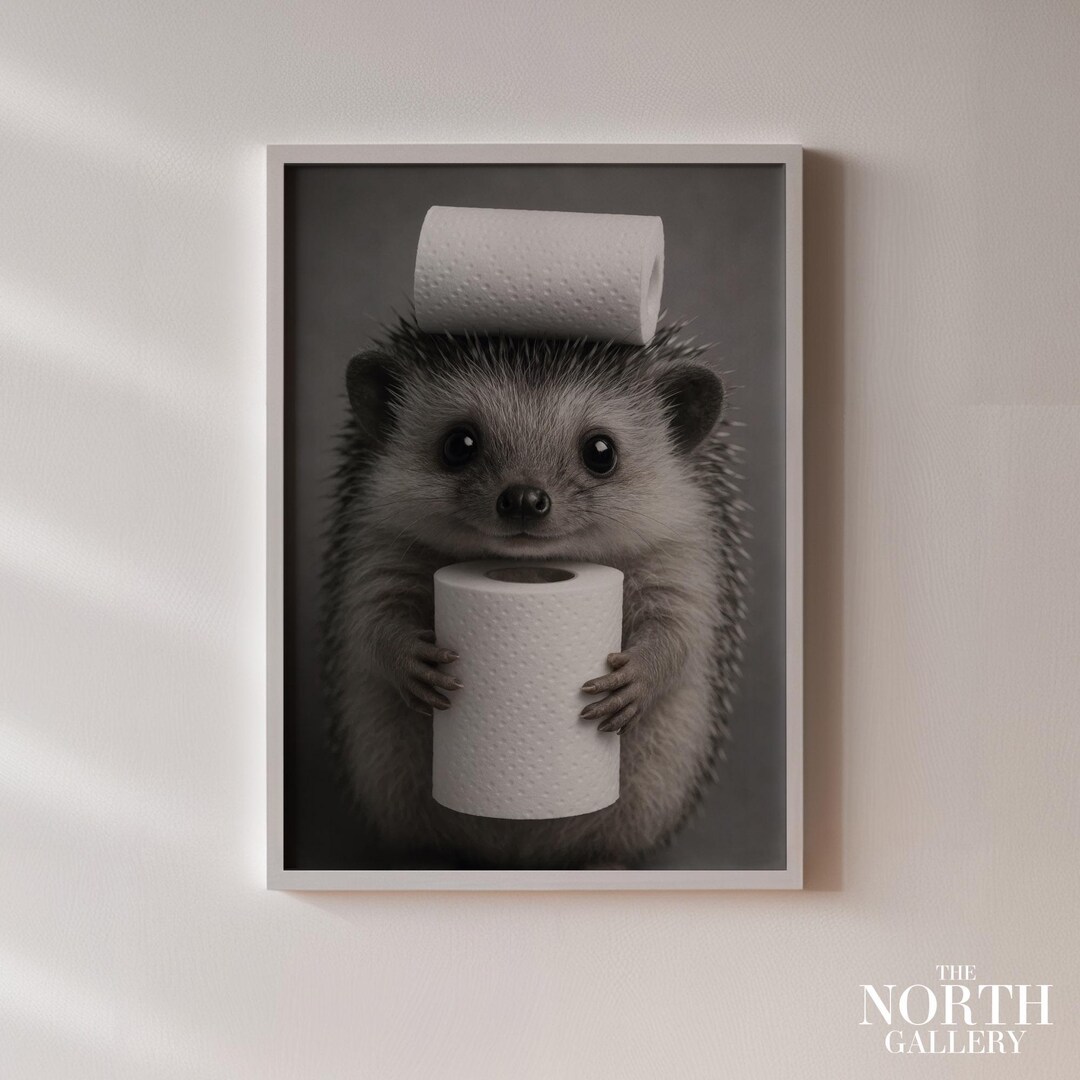 Funny Hedgehog Bathroom Poster | Toilet Paper Humor Print - Etsy