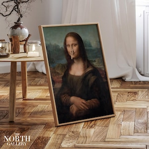 Funny Bathroom Wall Art, Toilet Humour Gift for Artist, Funny Bathroom Print Art, Mona Lisa Clothespin, Womans Bathroom Humor, Restroom Gift image 5