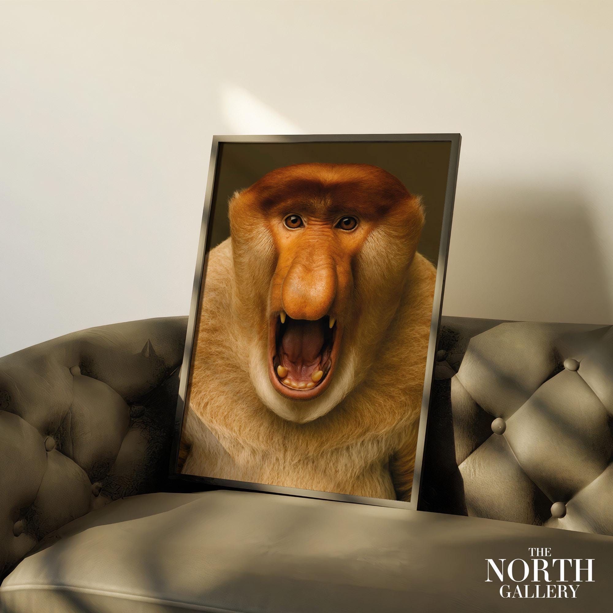 Proboscis Monkey Print, Open Mouth Portrait, Jungle Wall Art - Etsy