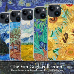 Colección Van Gogh de 24 pinturas clásicas, funda de gel flexible con agarre suave para iPhone, iPhone 7,8,X,11,12,SE,13,14,15,16 Amante del arte impresionista