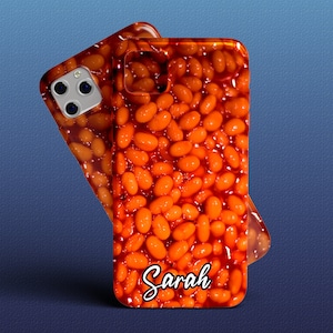 Baked Bean Illustration iPhone Case, iPhone Snap Case, iPhone Tough Case, all iPhone Models 7,8,X,11,12,SE,13,14,15 Fun Food Lovers, Humourous image 3
