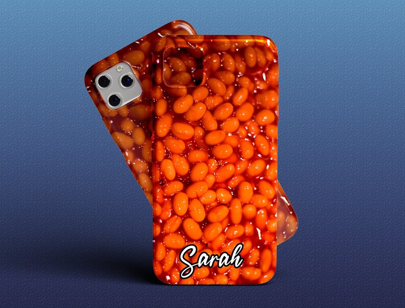 Baked Bean Illustration iPhone Case, iPhone Snap Case, iPhone Tough Case, all iPhone Models 7,8,X,11,12,SE,13,14,15 Fun Food Lovers, Humourous image 3