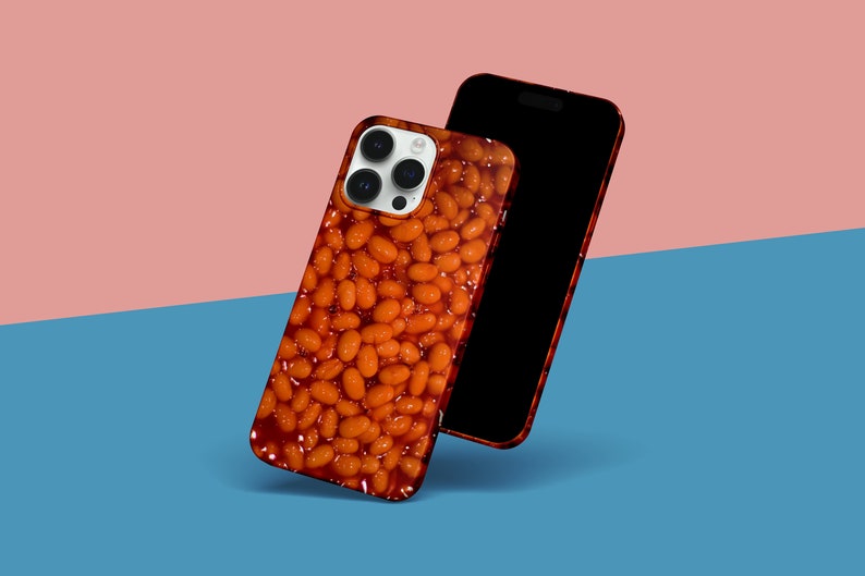 Baked Bean Illustration iPhone Case, iPhone Snap Case, iPhone Tough Case, all iPhone Models 7,8,X,11,12,SE,13,14,15 Fun Food Lovers, Humourous image 5