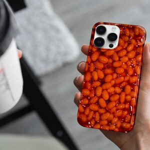 Baked Bean Illustration iPhone Case, iPhone Snap Case, iPhone Tough Case, all iPhone Models 7,8,X,11,12,SE,13,14,15 Fun Food Lovers, Humourous image 4