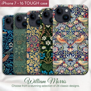 William Morris Art Nouveau selection of 24 classic designs, MATTE iPhone TOUGH Case, Apple iPhone Models 7,8,X,11,12,SE,13,14,15,16