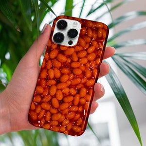 Baked Bean Illustration iPhone Case, iPhone Snap Case, iPhone Tough Case, all iPhone Models 7,8,X,11,12,SE,13,14,15 Fun Food Lovers, Humourous image 2
