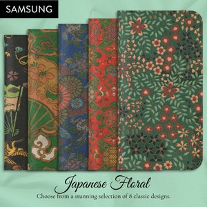 Colección de arte floral japonés de 8 obras de arte clásicas, SAMSUNG GALAXY Modelo S8, S9, S10, S20, NOTE 20, S21, S22, S23, S24, S25