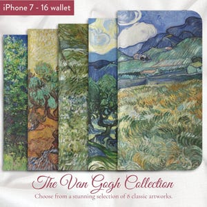 Coleção de arte impressionista de Van Gogh com 8 obras de arte clássicas, capa tipo carteira para iPhone Flip Folio, modelos de iPhone da Apple 7,8,X,11,12,SE,13,14,15,16