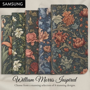 Selección Art Nouveau de 8 diseños clásicos de estilo William Morris, SAMSUNG GALAXY Modelo S8, S9, S10, S20, NOTE 20, S21, S22, S23, S24, S25