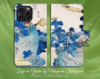 Utagawa Kuniyoshi - Fuji No Yukei, Ukiyo-e Japanese Art, iPhone Flip Folio Wallet Case with Magnetic Tab, iPhone 7,8,X,11,12,SE,13,14,15,16