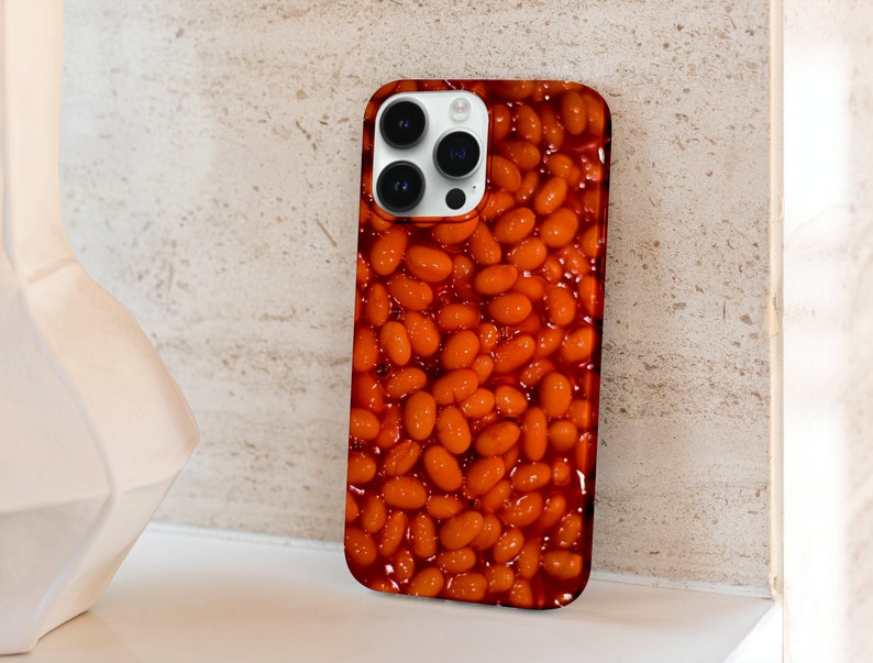 Baked Bean Illustration iPhone Case, iPhone Snap Case, iPhone Tough Case, all iPhone Models 7,8,X,11,12,SE,13,14,15 Fun Food Lovers, Humourous image 6