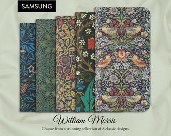 William Morris Art Nouveau Selection of 8 classic designs, SAMSUNG GALAXY Model S8, S9, S10, S20, NOTE 20, S21, S22, S23, S24, S25