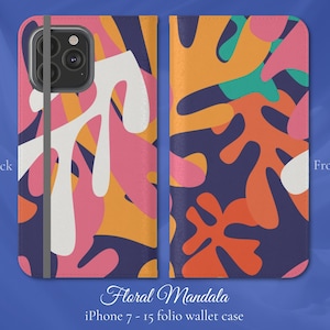 Matisse Inspired Cut Out, iPhone Flip Folio Wallet Case, iPhone Models 7,8,X,11,12,SE,13,14,15, divertido diseño clásico retro bellas artes