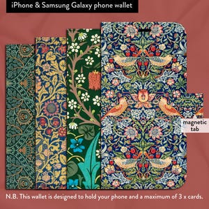 William Morris Art Nouveau x 7 Classic Patterns, Custodia a portafoglio con chiusura magnetica per iPhone 7,8,X,11,12,SE,13,14,15,16 iPhone