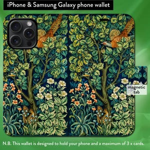 Tapeçaria Art Nouveau Clássica, Estilo Wm Morris, iPhone 7,8,X,11,12,SE,13,14,15,16 Capa tipo carteira tipo flip-folio para iPhone com fecho magnético