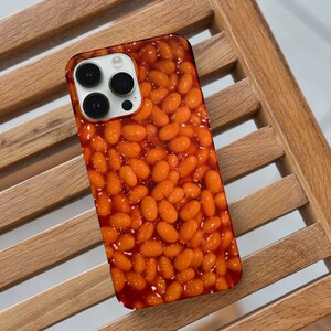 Baked Bean Illustration iPhone Case, iPhone Snap Case, iPhone Tough Case, all iPhone Models 7,8,X,11,12,SE,13,14,15 Fun Food Lovers, Humourous image 7