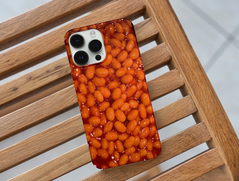 Baked Bean Illustration iPhone Case, iPhone Snap Case, iPhone Tough Case, all iPhone Models 7,8,X,11,12,SE,13,14,15 Fun Food Lovers, Humourous image 7