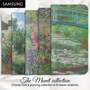 Colección Monet de 8 obras de arte impresionista clásico, funda tipo billetera con tapa tipo folio para SAMSUNG GALAXY modelos S9, S10, S20, NOTE 20, S21, S22, S23, S24, S25