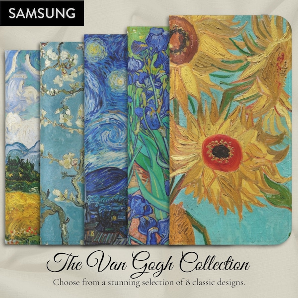 Van Gogh Selection of 8 Vintage Artworks, SAMSUNG GALAXY Model S8, S9, S10, S20, NOTE 20, S21, S22, S23 Impressionist Fine Art