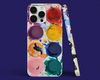 Watercolor Artist Paintbox Design iPhone Case, iPhone Snap Case, Tough Case, iPhone Models 7,8,X,11,12,SE,13,14,15,16 Colorful Artist Gift