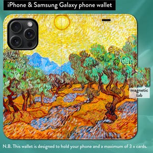 Olivos de Van Gogh, arte posimpresionista, funda tipo billetera con tapa tipo libro y cierre magnético para iPhone 7,8,X,11,12,SE,13,14,15,16