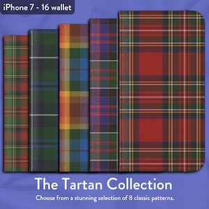8 designs classiques à carreaux tartan, Étui portefeuille à rabat pour iPhone, iPhone d'Apple, Modèles 7,8,X,11,12,SE,13,14,15,16