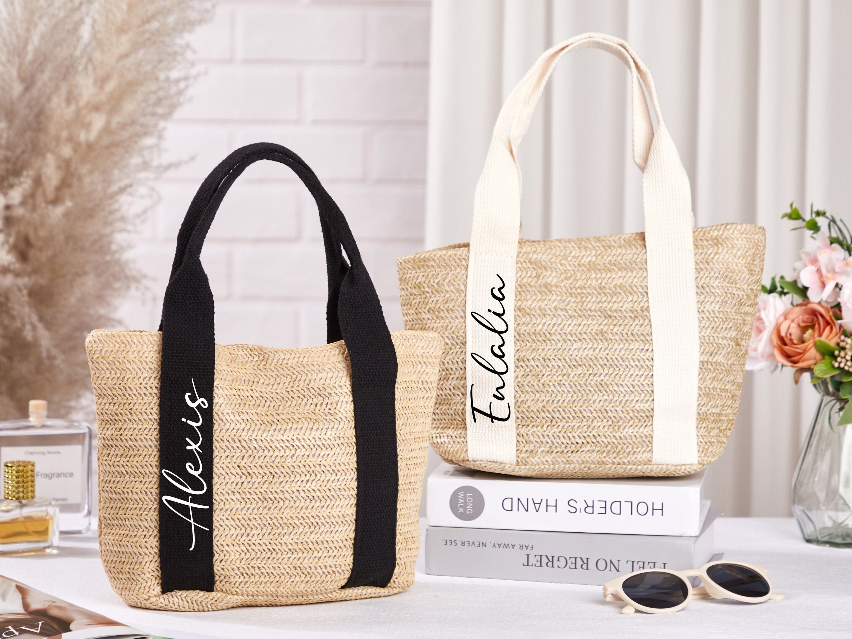Personalized Natural Canvas Rainbow Tote Bag – Preppy Monogrammed