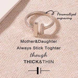 Personalized engraved rings, Through Thick and Thin Mother Daughter Rings, Friendship Ring, Adjustable Ring, Birthday Gift,Jewelry Gifts
