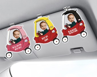 Custom Photo Father Car Visor Clip,Personalized Kids Photo Visor Clip,Drive Safe Daddy Gift,Gift for Grandpa,Husband Gift,Fathers Day Gift