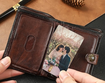 Personalized Metal Photo Wallet Cards,Custom Image Text/Wallet Inserts,Wallet Photo Card for Husband,Anniversary Gift,Birthday Gift For Him