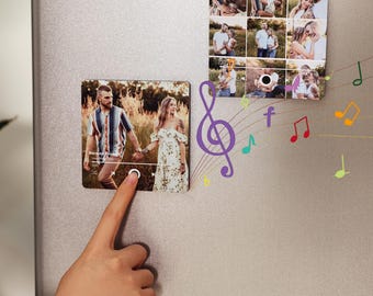 Personalized Music Fridge Magnet,Customized Photo Fridge Magnet,Play Custom Songs,Magnetic Fridge Magnet,Family Gift,Anniversary Gift