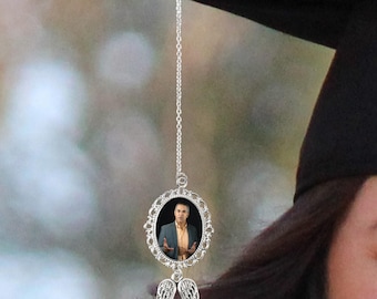 Customized Photo Graduation Tassel Charm,Graduation Charm With Angel Wings And Photo,Memorial Graduation Cap Charm 2025,Graduation Gifts