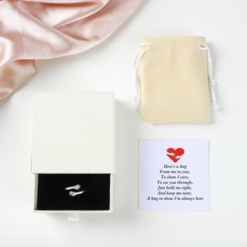 Personalized Hug Ring,S925 Silver Hug Ring,Engraved Ring,Couple ring, Daughter Ring,Cute Ring,Birthday Gift,Gift For Her,Christmas Gift image 3