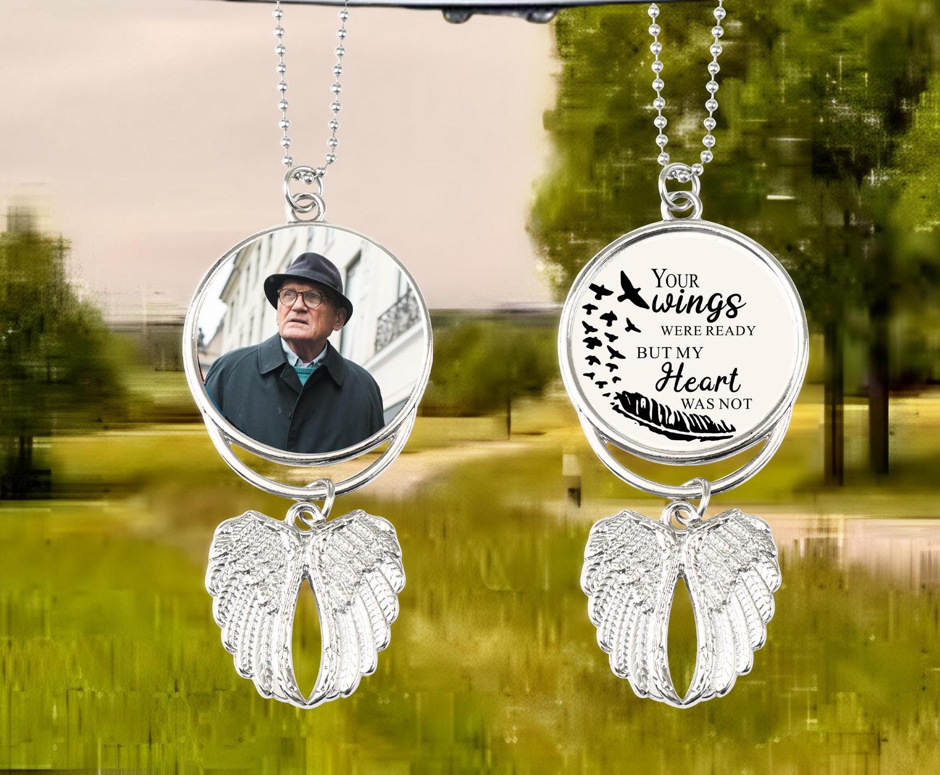 遺灰用ジュエリー 「Your Wings were Ready but My Heart was Not」の刻印 ハート骨壺ネックレ（Heart  With your Wings Were Ready but My Heart Was Not Cremation Urn Necklace ||  Ashes Keepsake || Engraveable - Etsy Singapore）